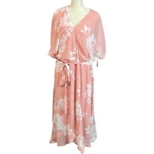 NWT Lane Bryant Short Sleeve Maxi Dress Pink White Floral Womens Plus Size 28